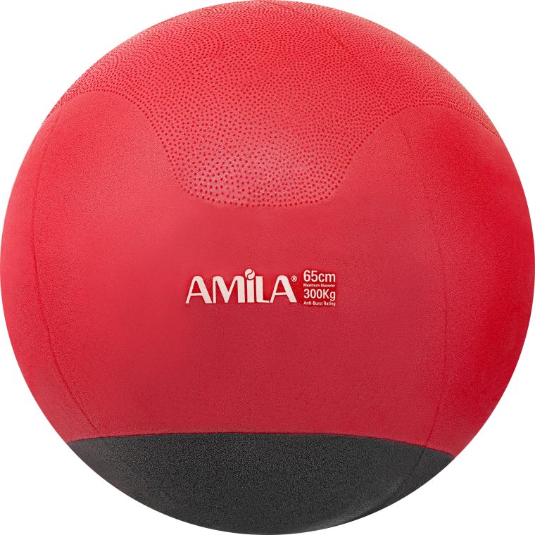 Μπάλα Γυμναστικής AMILA GYMBALL 65cm Κόκκινη με Βάρος στην Βάση