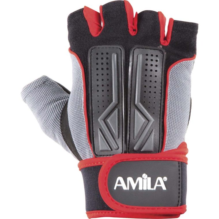 Γάντια Άρσης Βαρών AMILA Amara PU Μαύρο/Κόκκινο/Γκρι XL