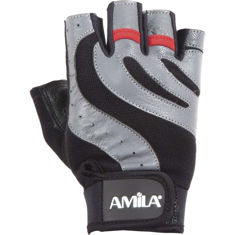 Γάντια Άρσης Βαρών AMILA Leather Μαύρο/Γκρι XL