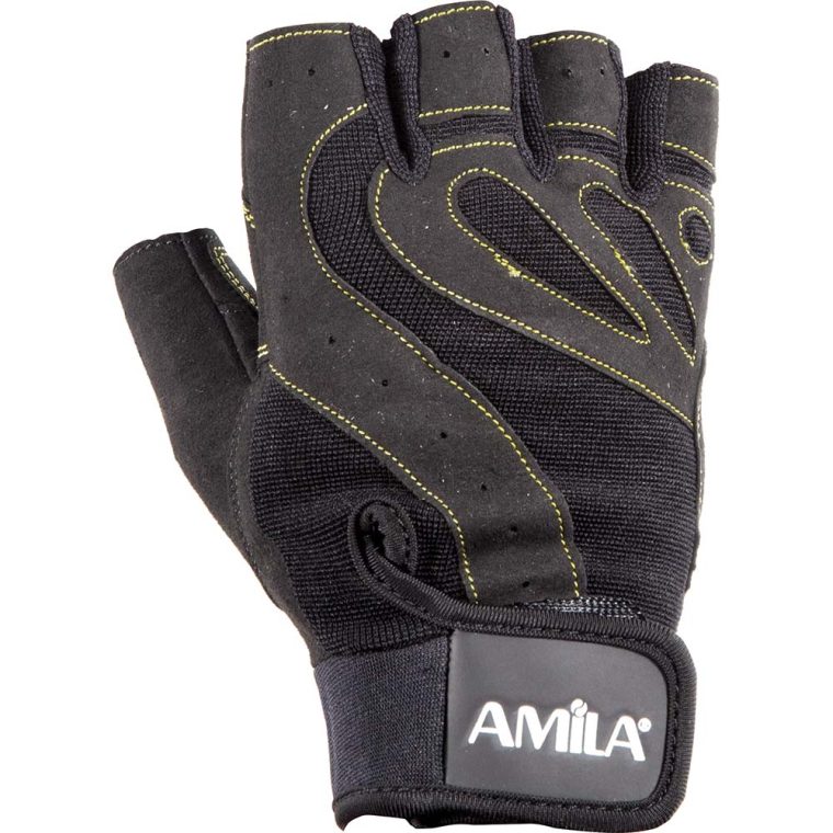 Γάντια Άρσης Βαρών AMILA Leather Μαύρο/Κίτρινο XL