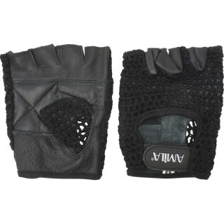 Γάντια Άρσης Βαρών AMILA Δέρμα Nappa Πλεκτό Μαύρο XL